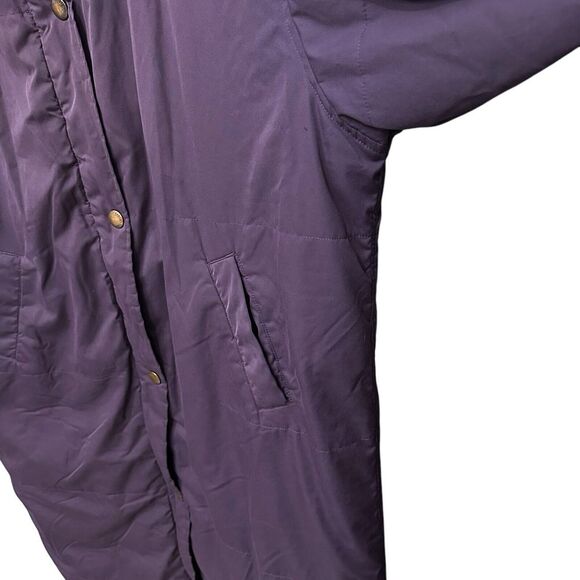 VTG Eddie Bauer Goose Down Fur Collar Women's Trench Coat Parka Size XL Purple‎ - Picture 3 of 14